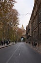 PALERMO, ITALYÃ¢â¬â03 January 2017: Famous Street of Corso Calatafimi on the background majestic gate of Porto Nuova Royalty Free Stock Photo